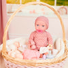 LullaBaby - Poupée bébé 35.5 cm - Pyjama rose à imprimé cœurs