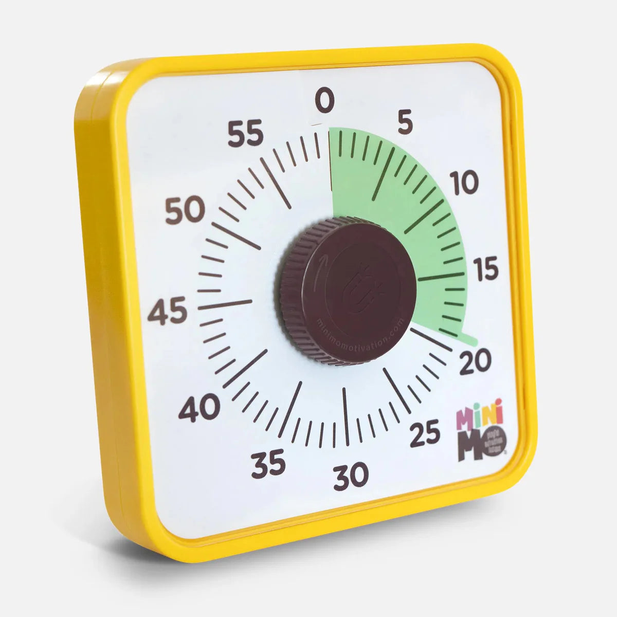 Minuteur visuel magnétique de 60 minutes avec un design coloré et un bouton facile à tourner.