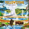 Casse-tête Yellowstone 500 pièces illustration représentant le parc national de Yellowstone avec geysers et faune.