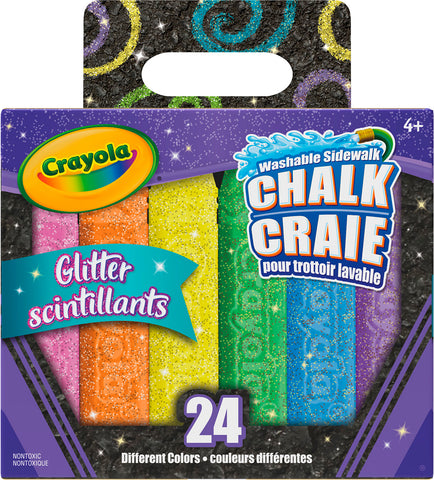 Crayola - Boite de 24 Craies de trottoir scintillantes