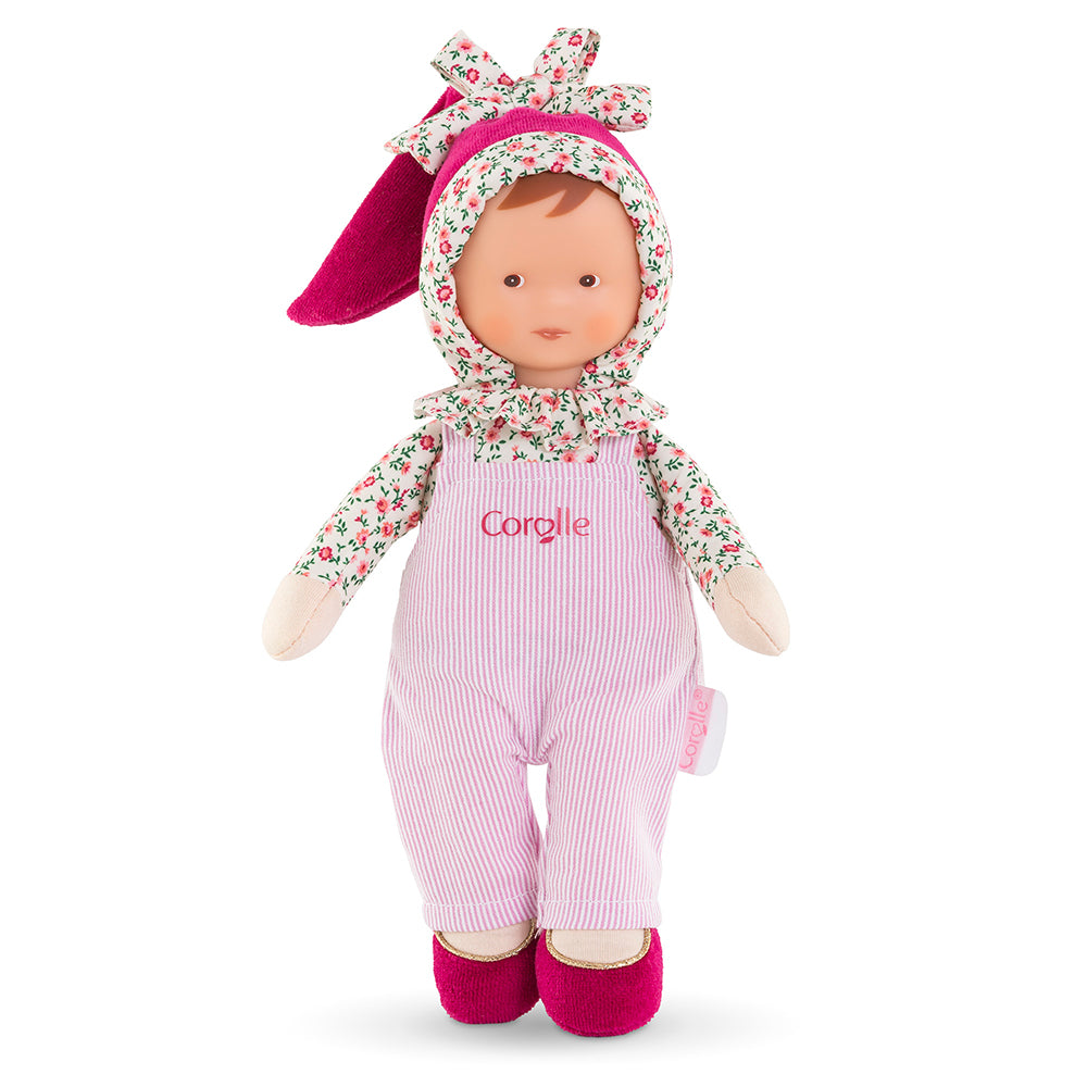 doudou Corolle Miss Chic rose grenadine, poupée douce de 25 cm avec un design floral et une jolie combinaison.