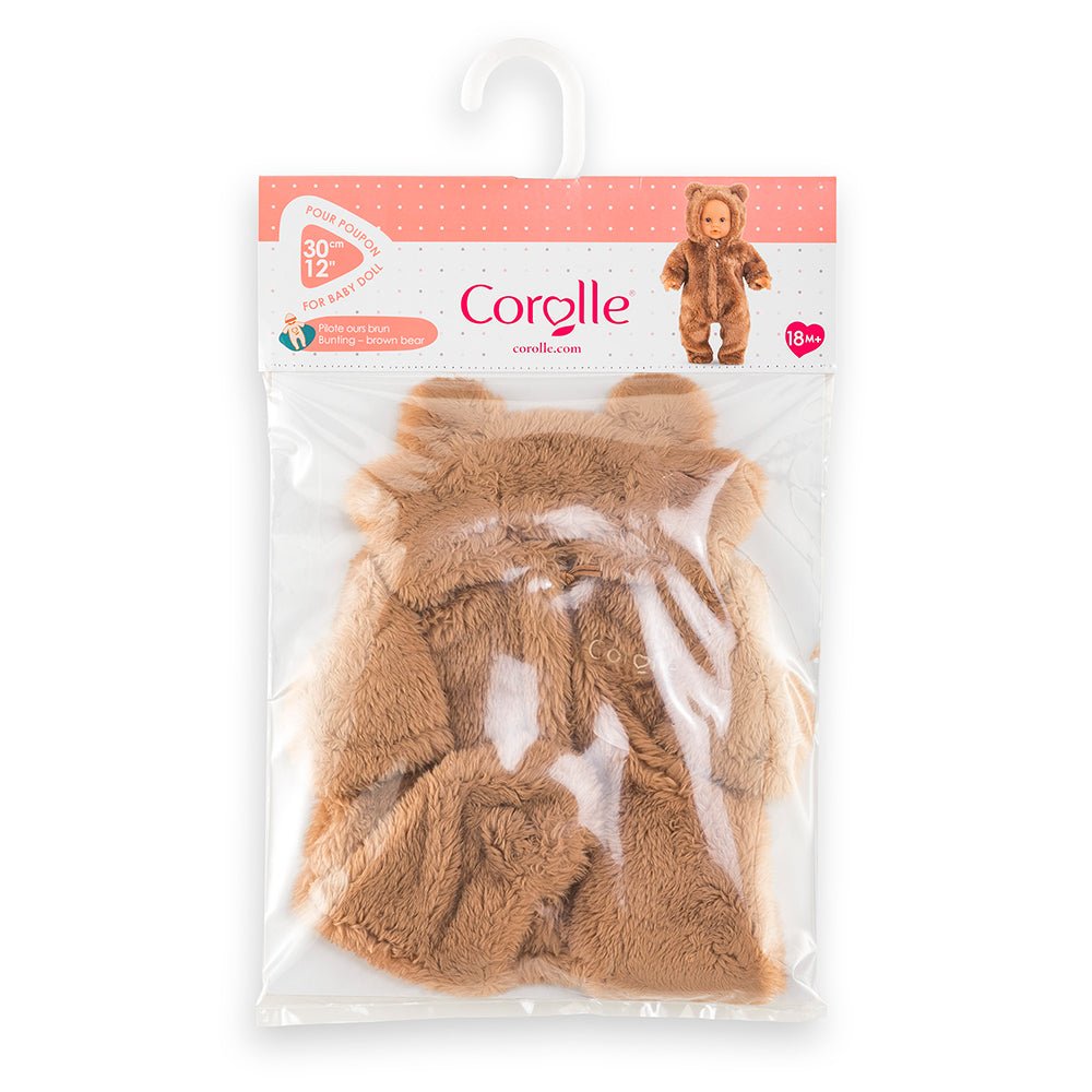 Vêtements pilote ours brun 30 cm - tenue en peluche pour poupon Corolle 30 cm, idéale pour l'hiver.