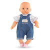 Vêtements pour poupon 30 cm, petit poupon en combishort imitation jean et T-shirt, modèle Petit Explorateur.
