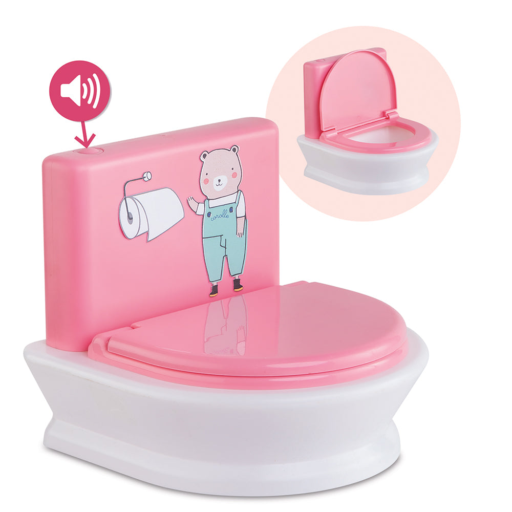 Toilettes interactives poupon Corolle avec un design amusant et fonction sonore pour apprendre la propreté.