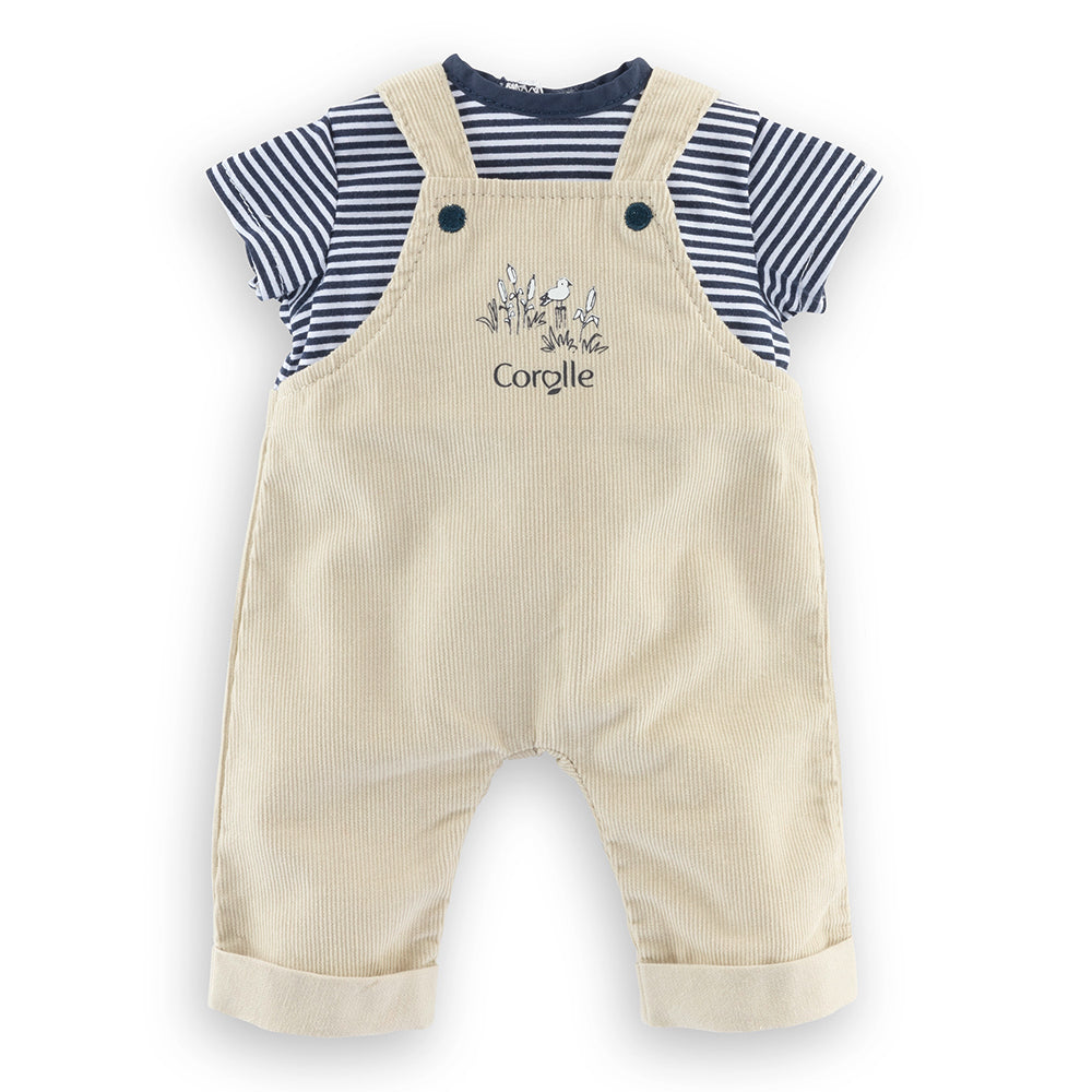 Corolle-My clothes for 36 cm baby doll: T-shirt and ecru overalls - Bords de Loire