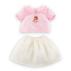ensemble t-shirt jupe poupée Corolle en rose et blanc pour poupées de 36cm
