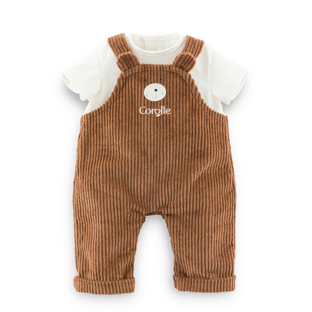 ensemble salopette ours pour poupon 36 cm - salopette en velours avec T-shirt blanc Corolle