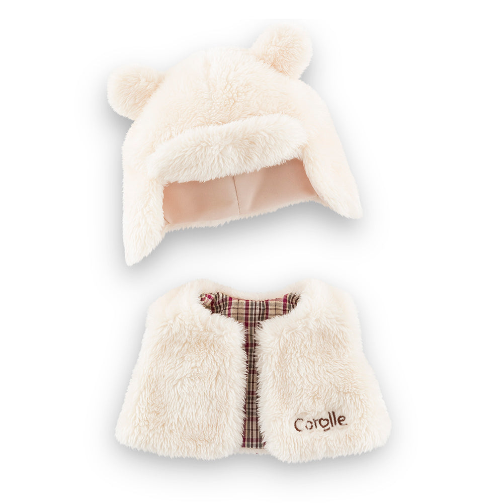 ensemble hiver petit explorateur Corolle - bonnet et gilet en peluche pour poupées de 36cm