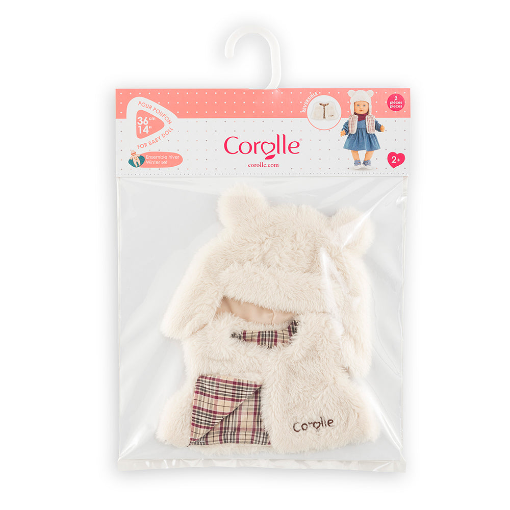 ensemble hiver petit explorateur Corolle - gilet et bonnet en fourrure pour poupées de 36cm