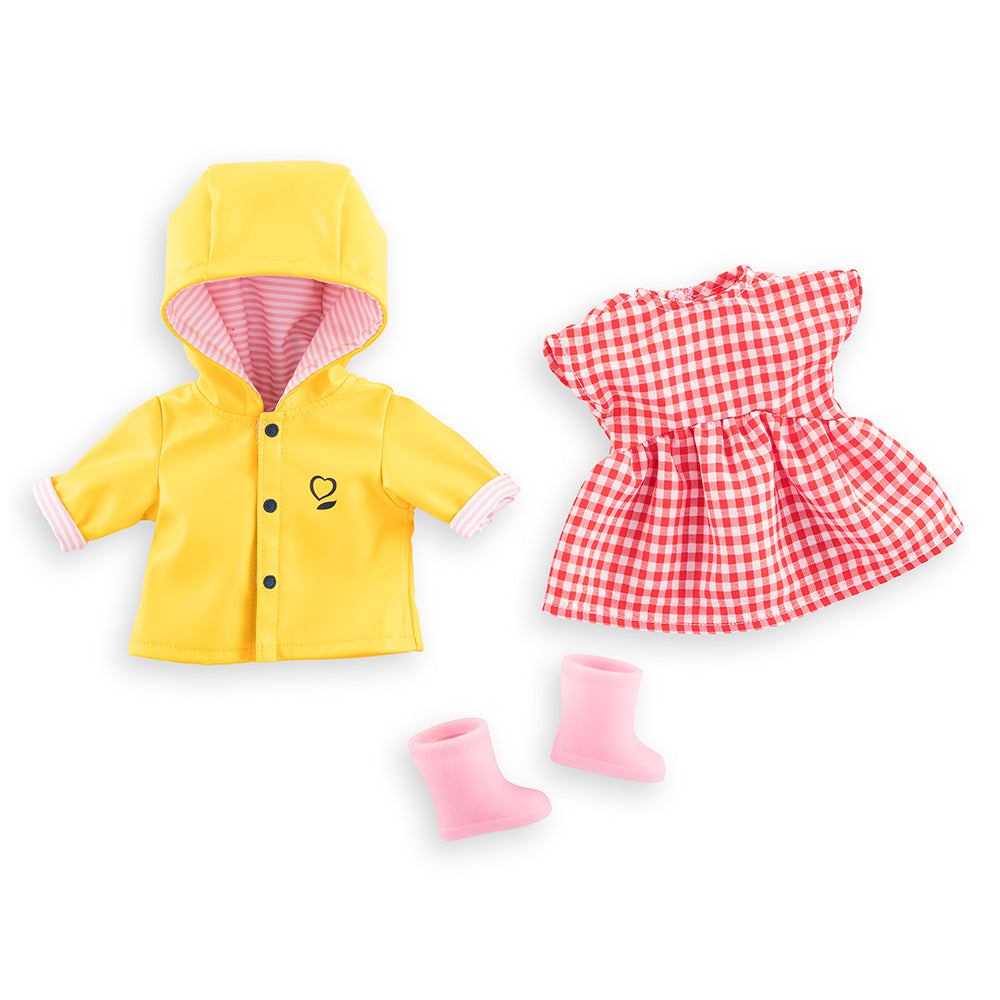 vêtements Corolle 36 cm - vêtements jaune et robe à carreaux avec bottes roses pour poupées