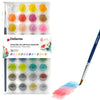 Palette aquarelle DeSerres 36 couleurs avec pinceau, idéale pour artistes débutants et confirmés.