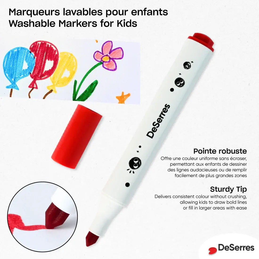 Crayons marqueurs pour enfants DeSerres 18 couleurs | Boutique Chat Perché Saint-Lambert