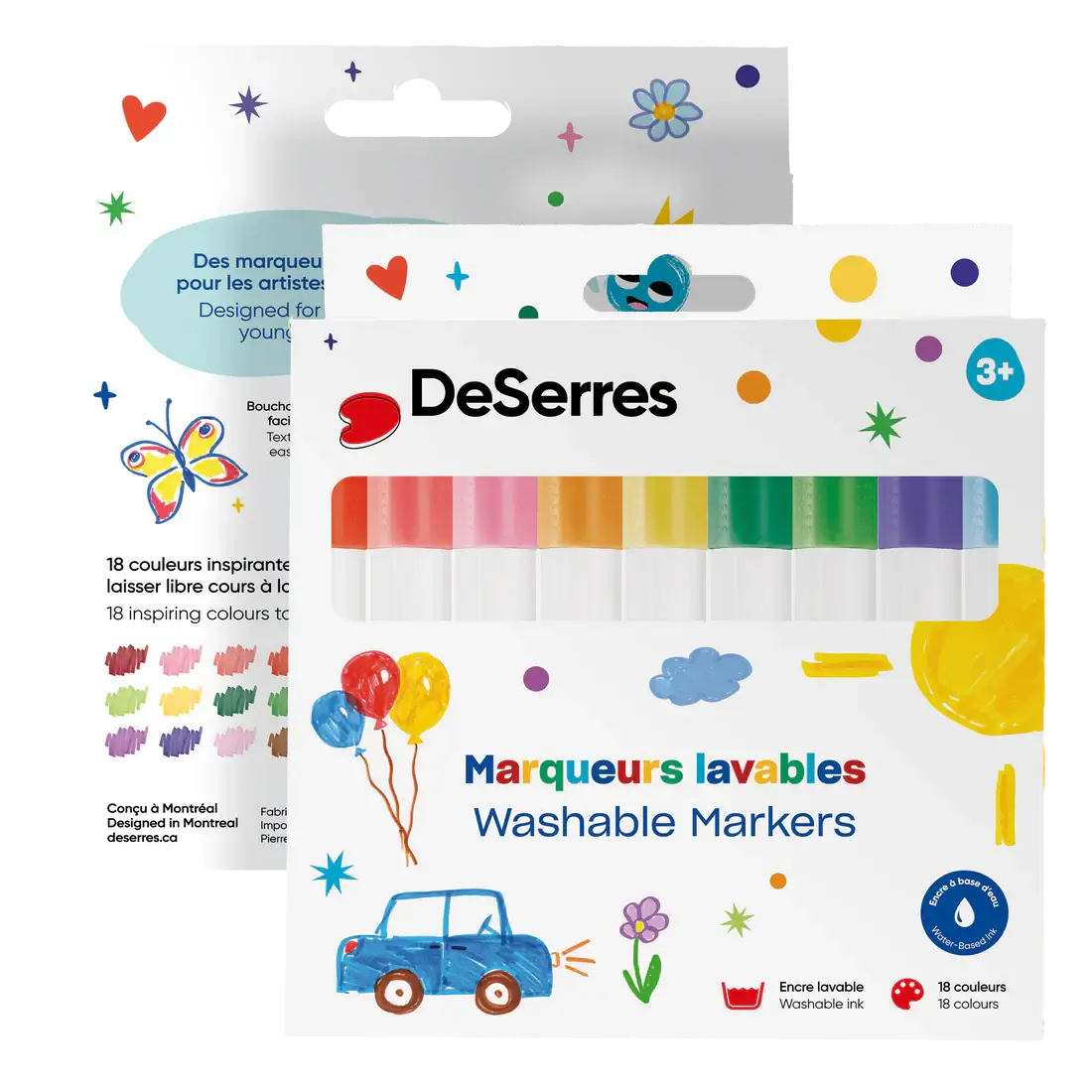 Crayons marqueurs pour enfants DeSerres 18 couleurs | Couleurs vives et sécuritaires