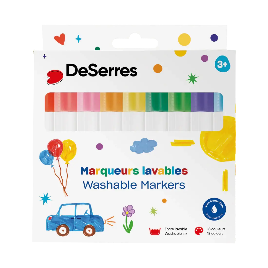 Crayons marqueurs pour enfants DeSerres 18 couleurs | 3ans et + | Chat Perché