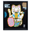kit créatif Maneki-neko néon représentant un chat porte-bonheur japonais avec des couleurs vives et kawaii.