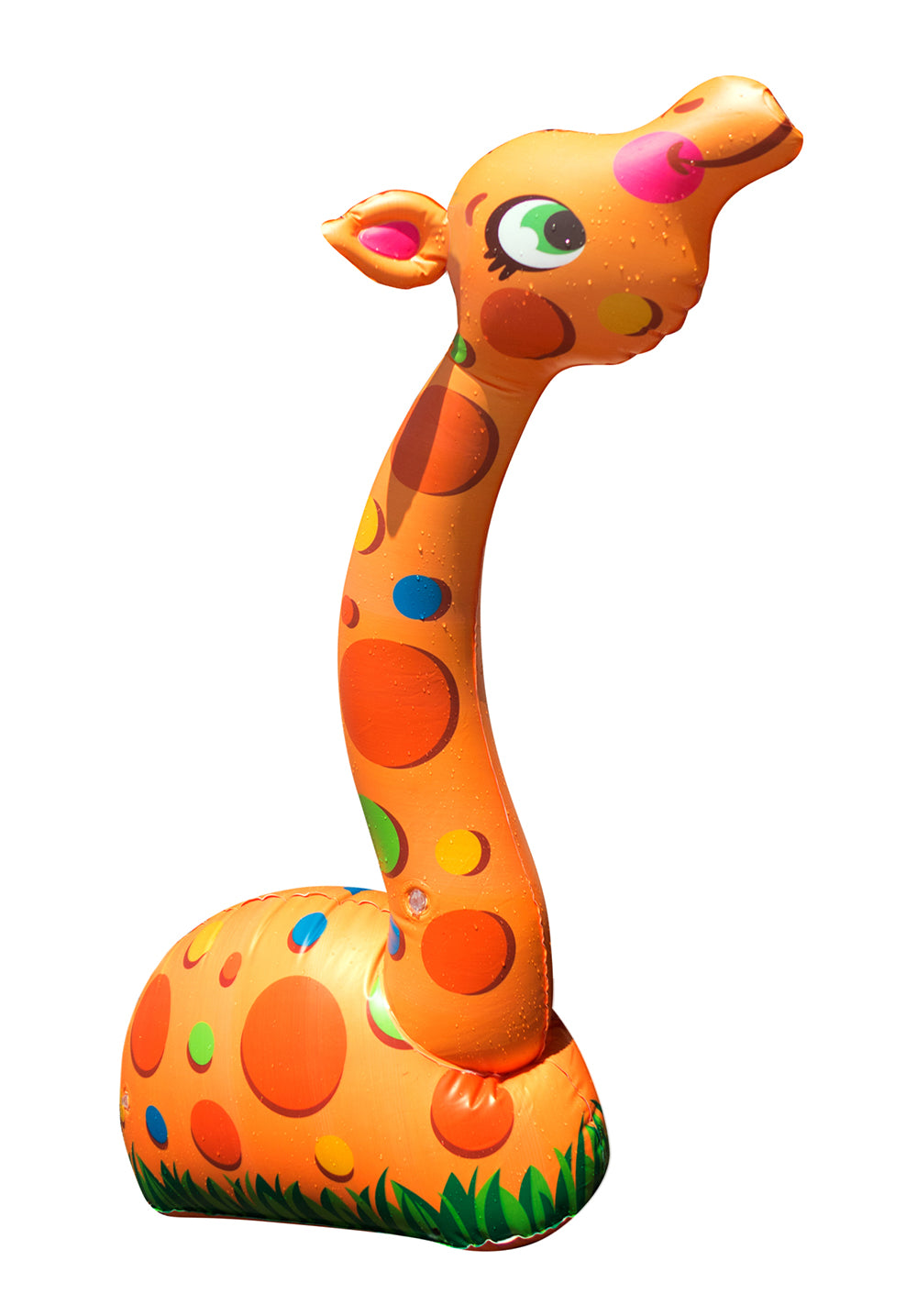 girafe à jets d'eau Banzai gonflable coloré pour jardin, parfait pour les jeux d'été.