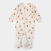 Small Cream Sleepy Bunny Print Lem-Dormeuse