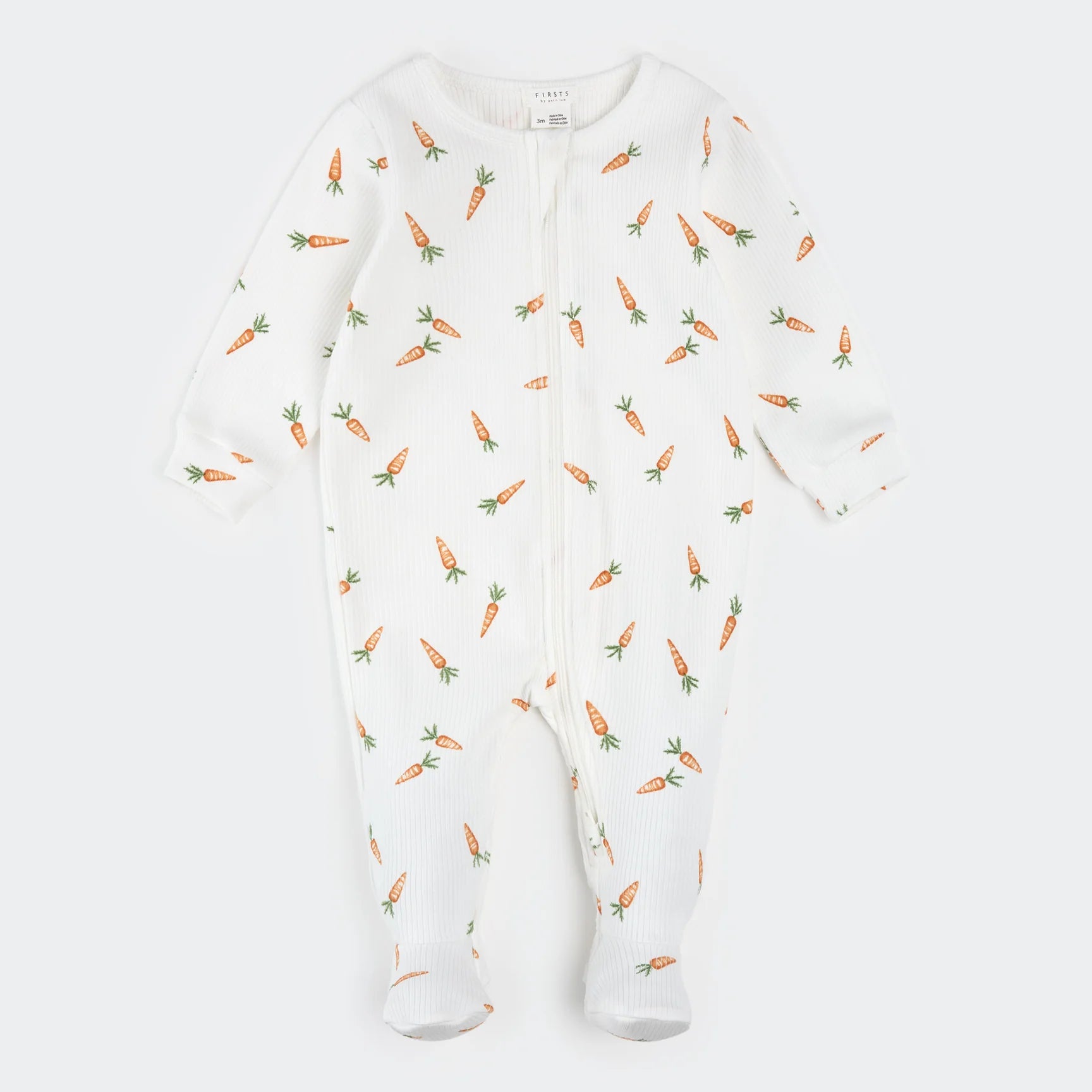 Little Lem Footed Sleeper with Carrot Print in Organic Cotton