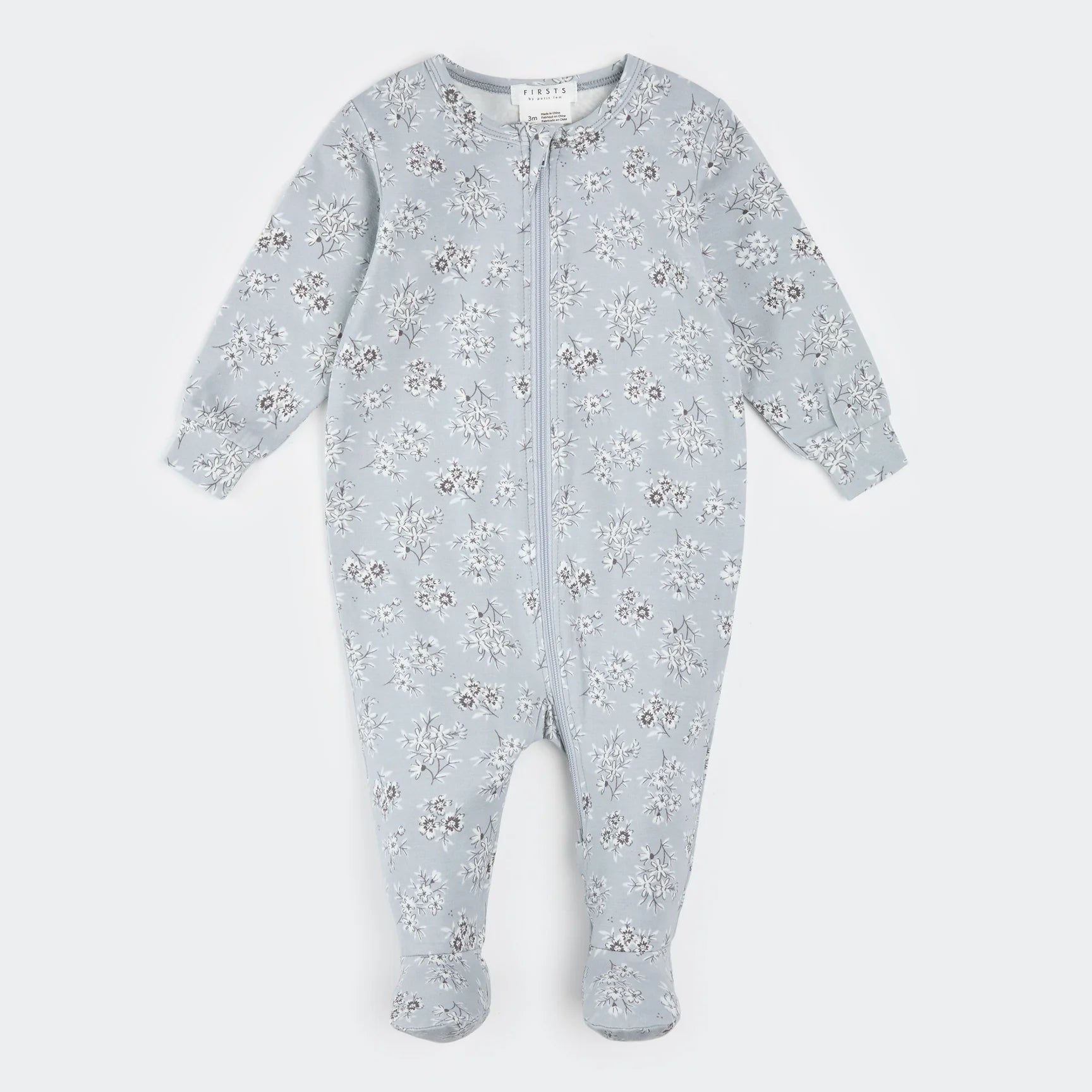 Petit Lem-Dormeuse bleu poudré à imprimé floral classique