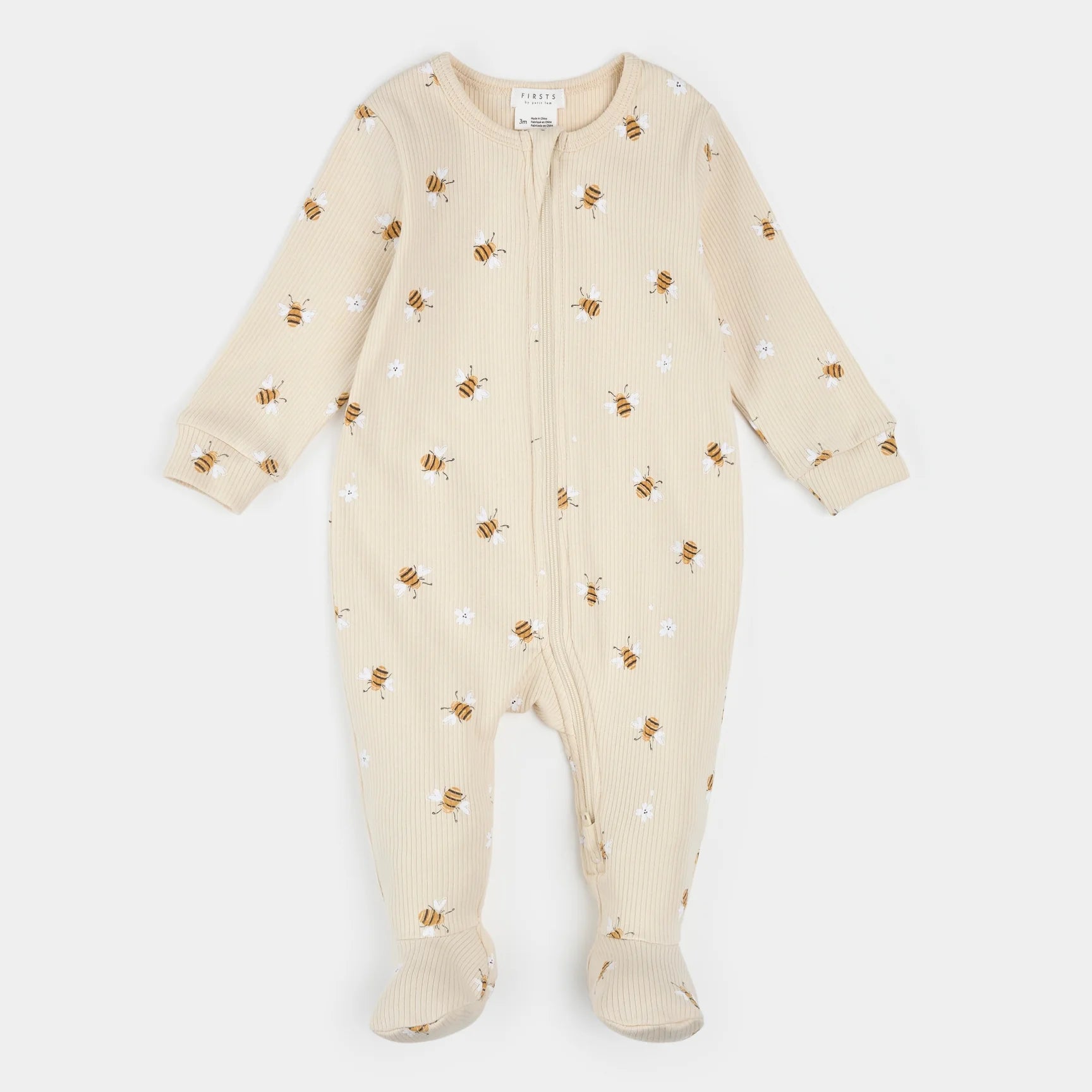 Dormeuse côtelée ivoire à imprimé abeilles