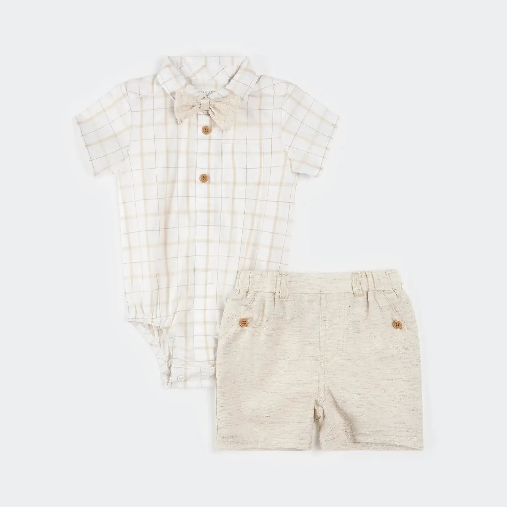 ensemble bébé chic chemise chambray avec cache-couche et short élégants