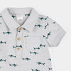 combinaison lune imprimé requins - polo gris avec imprimé requins et boutons