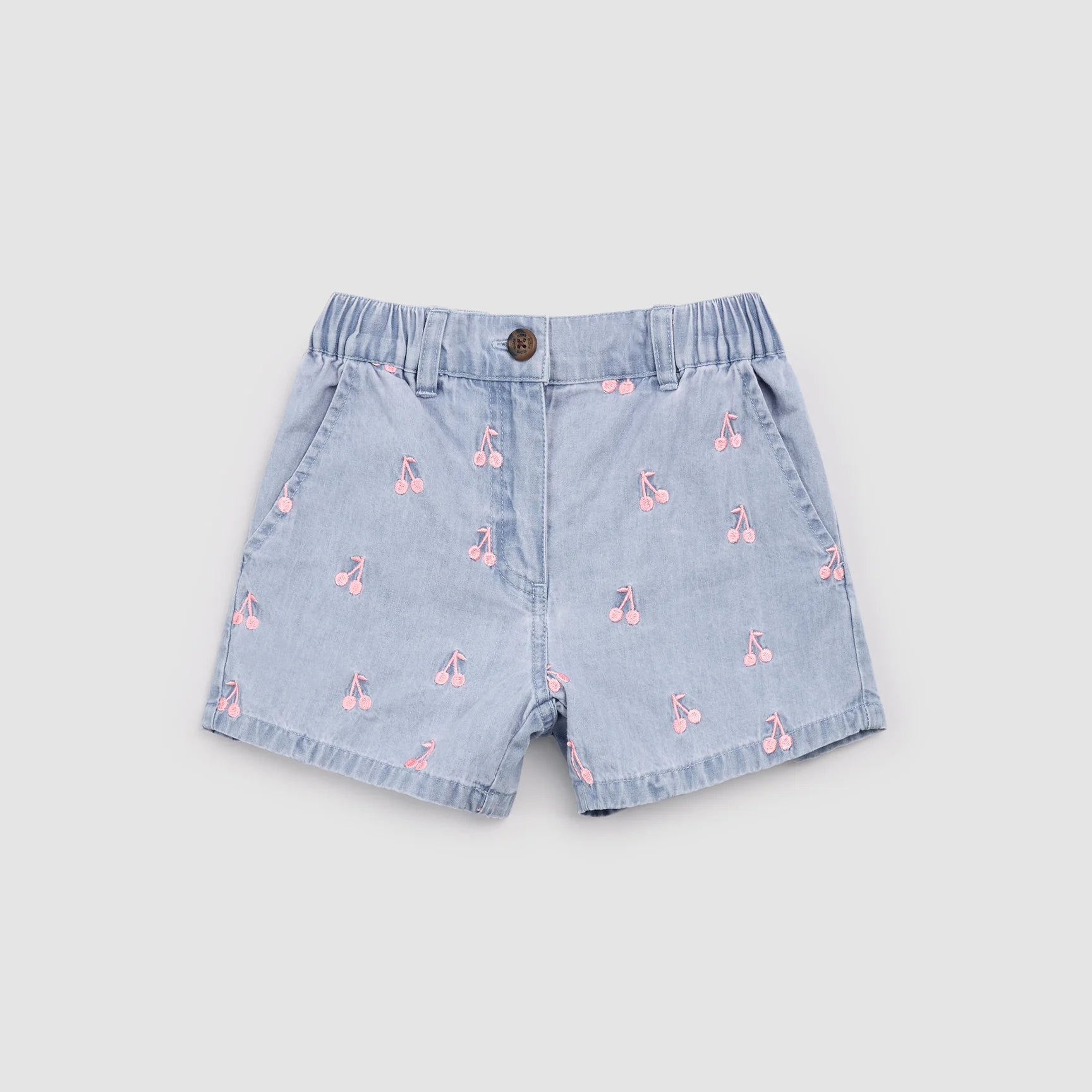Miles the label-short bleu avec cerise  24 mois