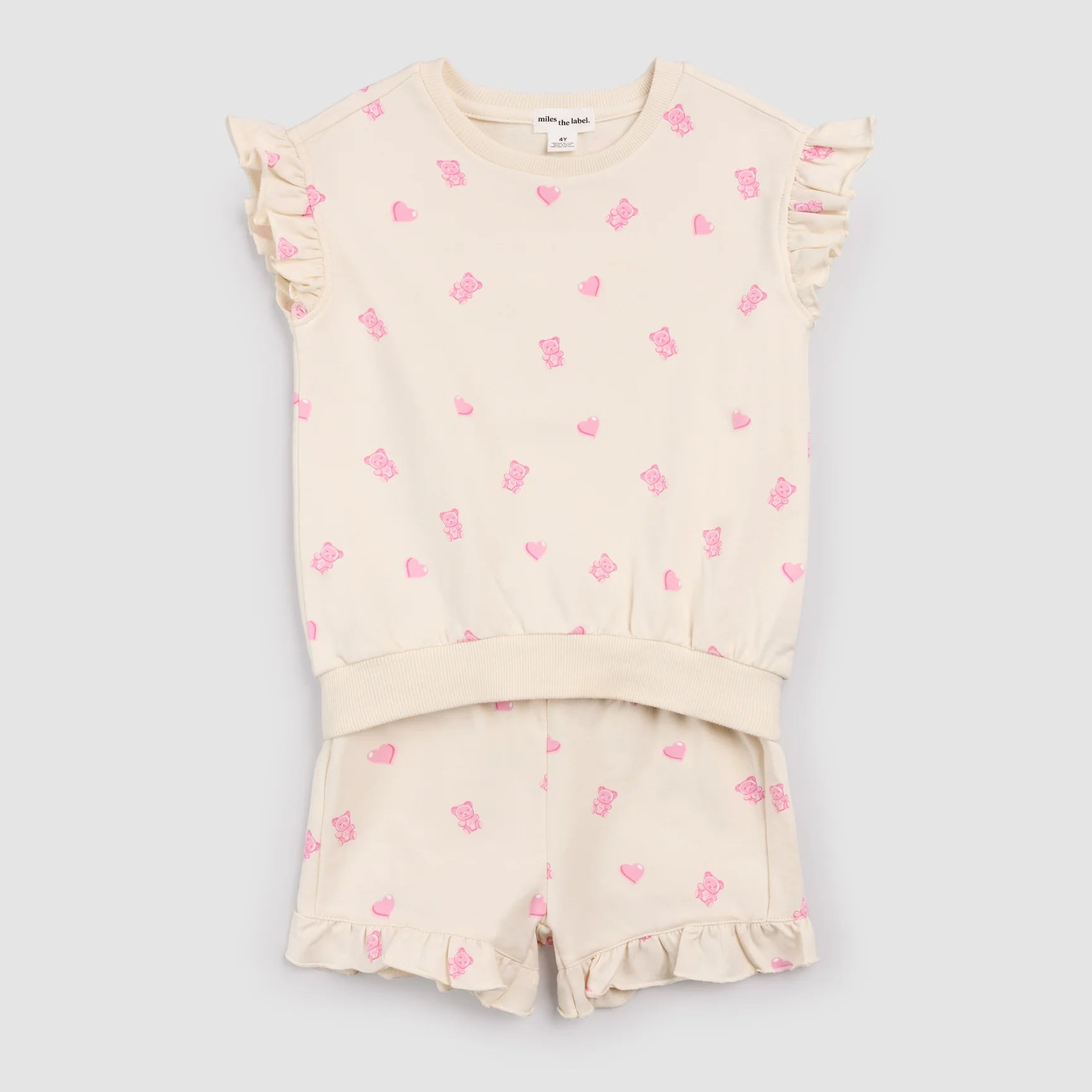 Miles the label-Ensemble short à volants ivoire à imprimé oursons en gélatine18 mois