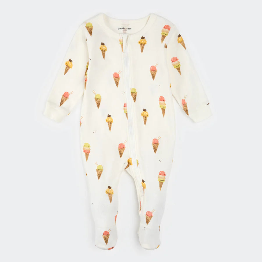 dormeuse imprimé cornets de crème glacée avec des motifs colorés de cornets sur fond blanc