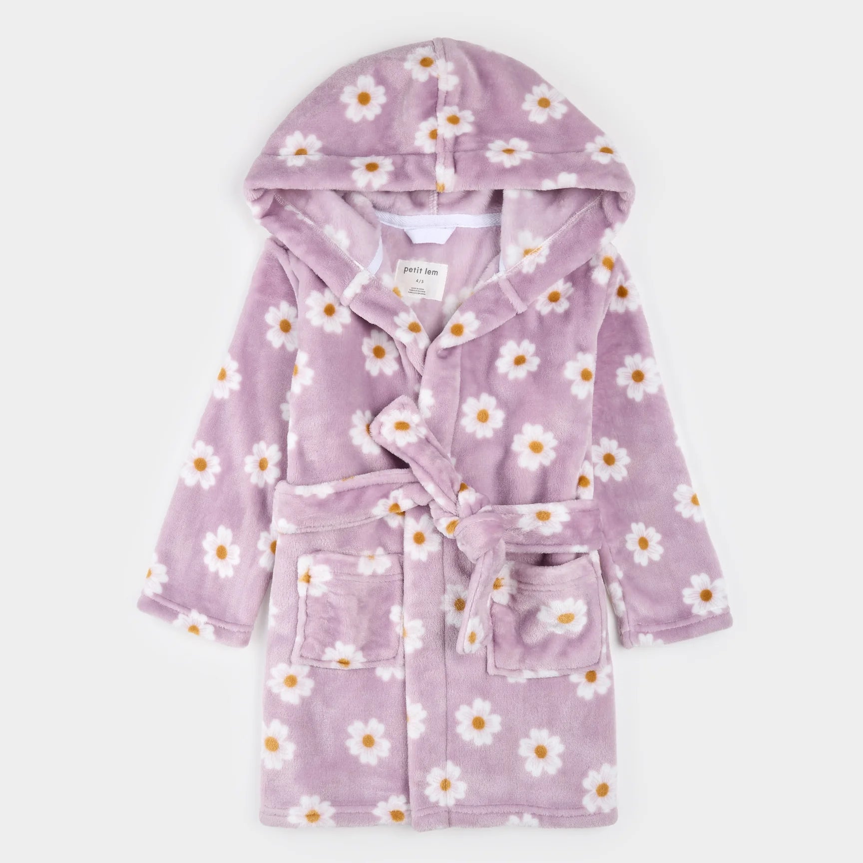 petit Lem-Peignoir en peluche violet à imprimé marguerites 2-3 ans