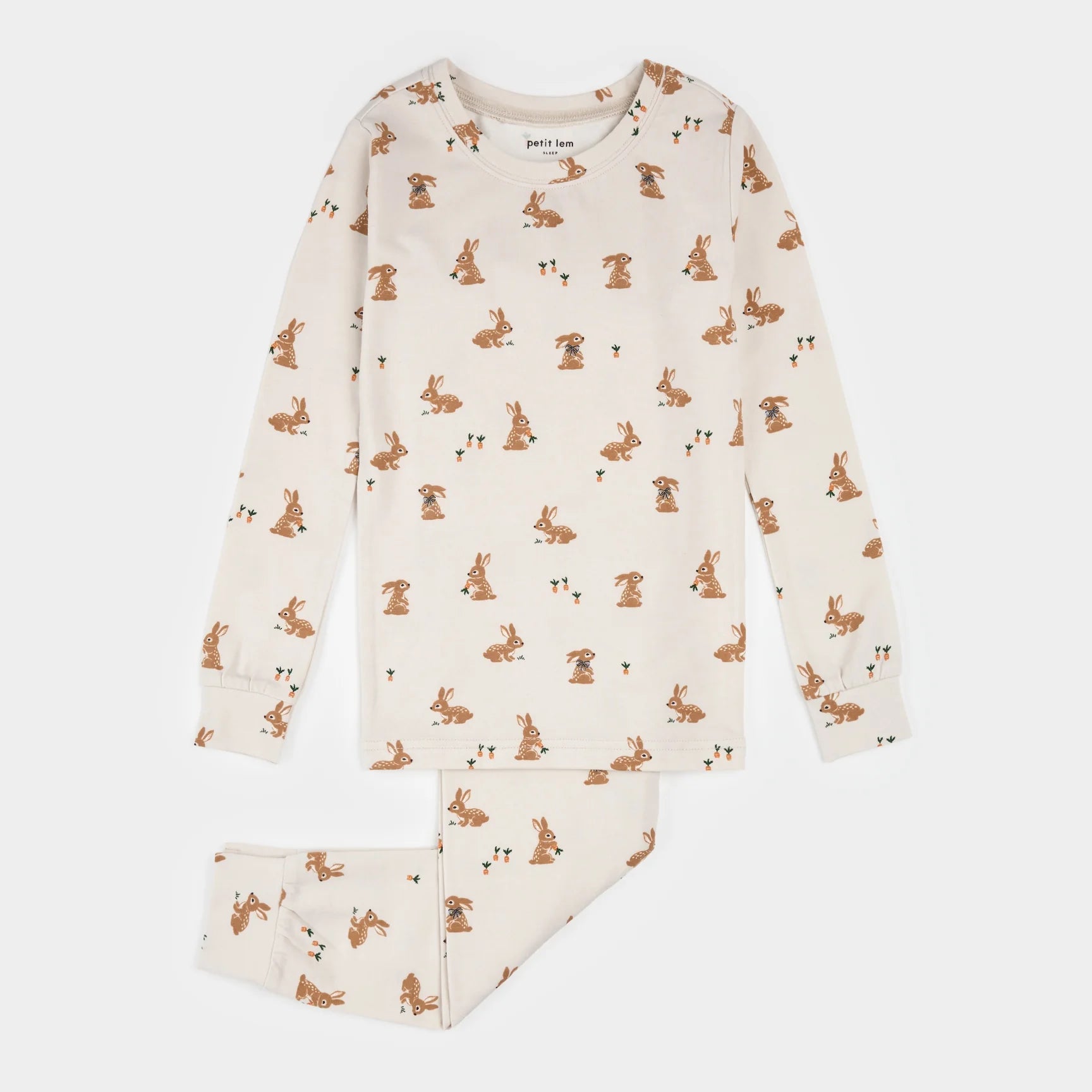 petit Lem-Ensemble pyjama crème à imprimé lapins  2ans