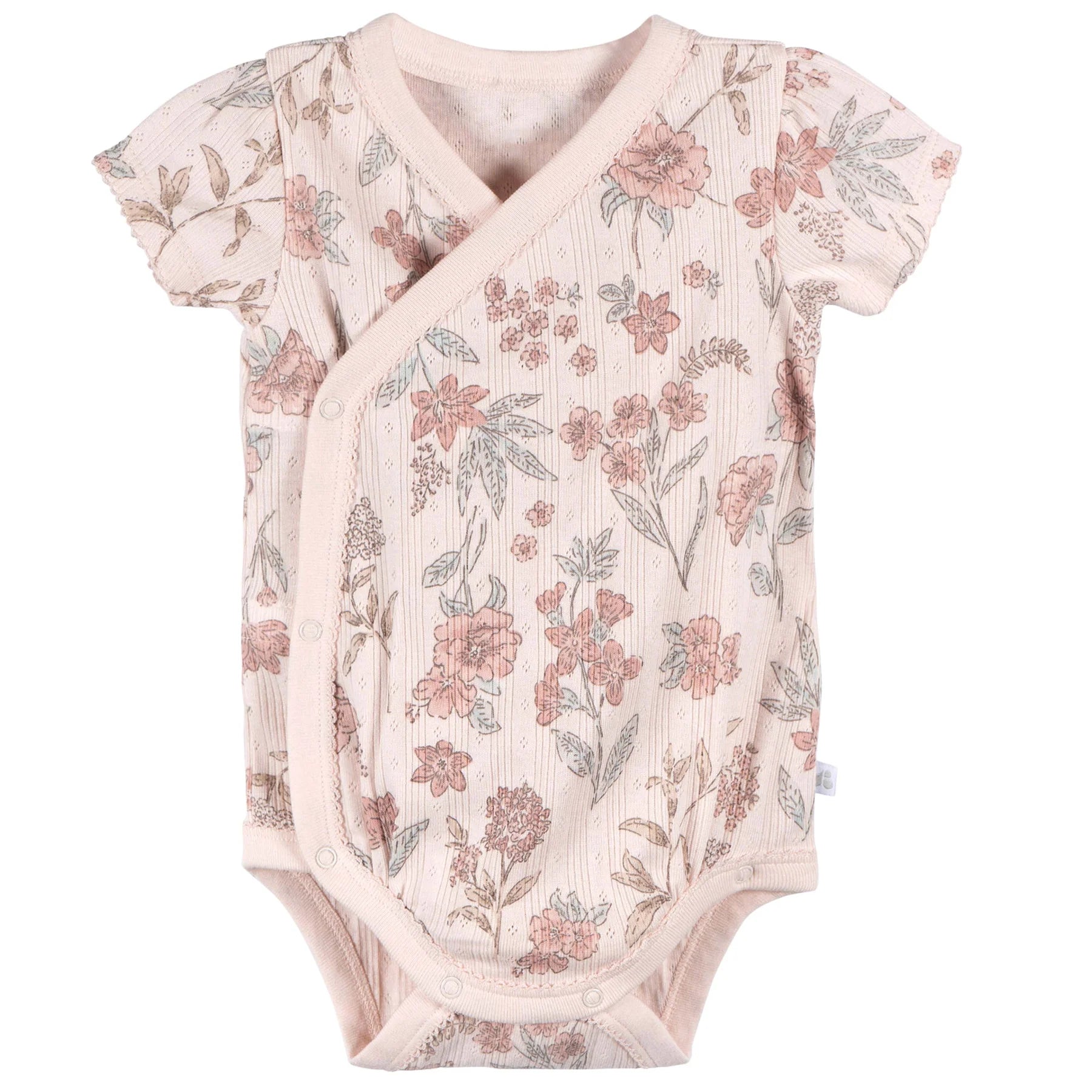 cache-couches bébé rose à manches courtes avec motifs floraux