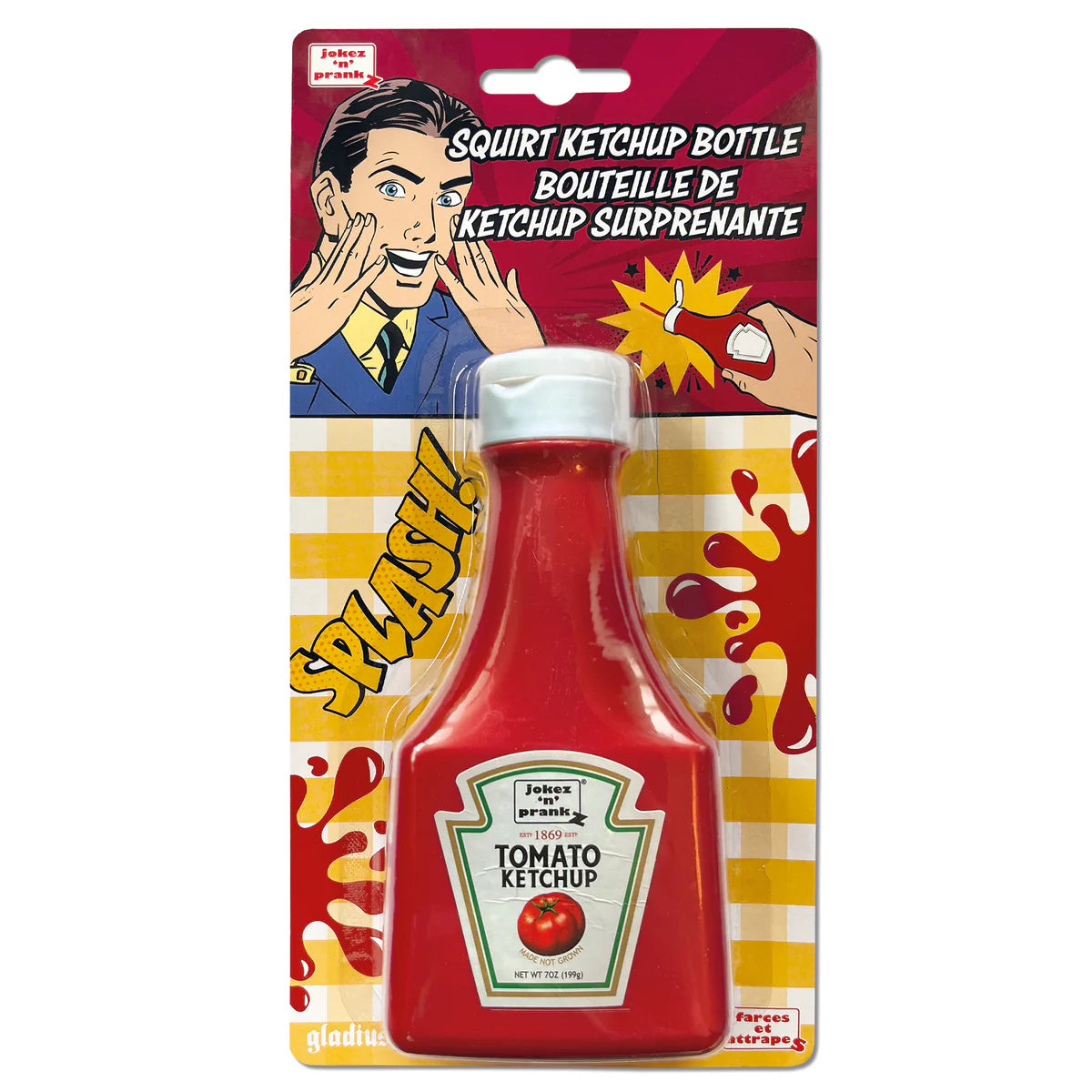 Farce et attrape-bouteille de ketchup surprenante