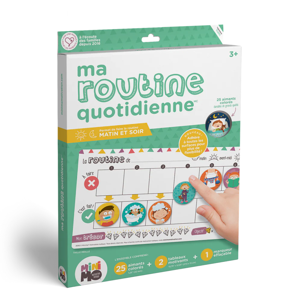 Ma routine quotidienne organisée avec 25 aimants colorés et 2 tableaux pour une gestion facile des tâches.