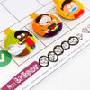 Image de 3 badges colorés montrant une routine quotidienne organisée avec des dessins d'enfants lors de différentes activités.