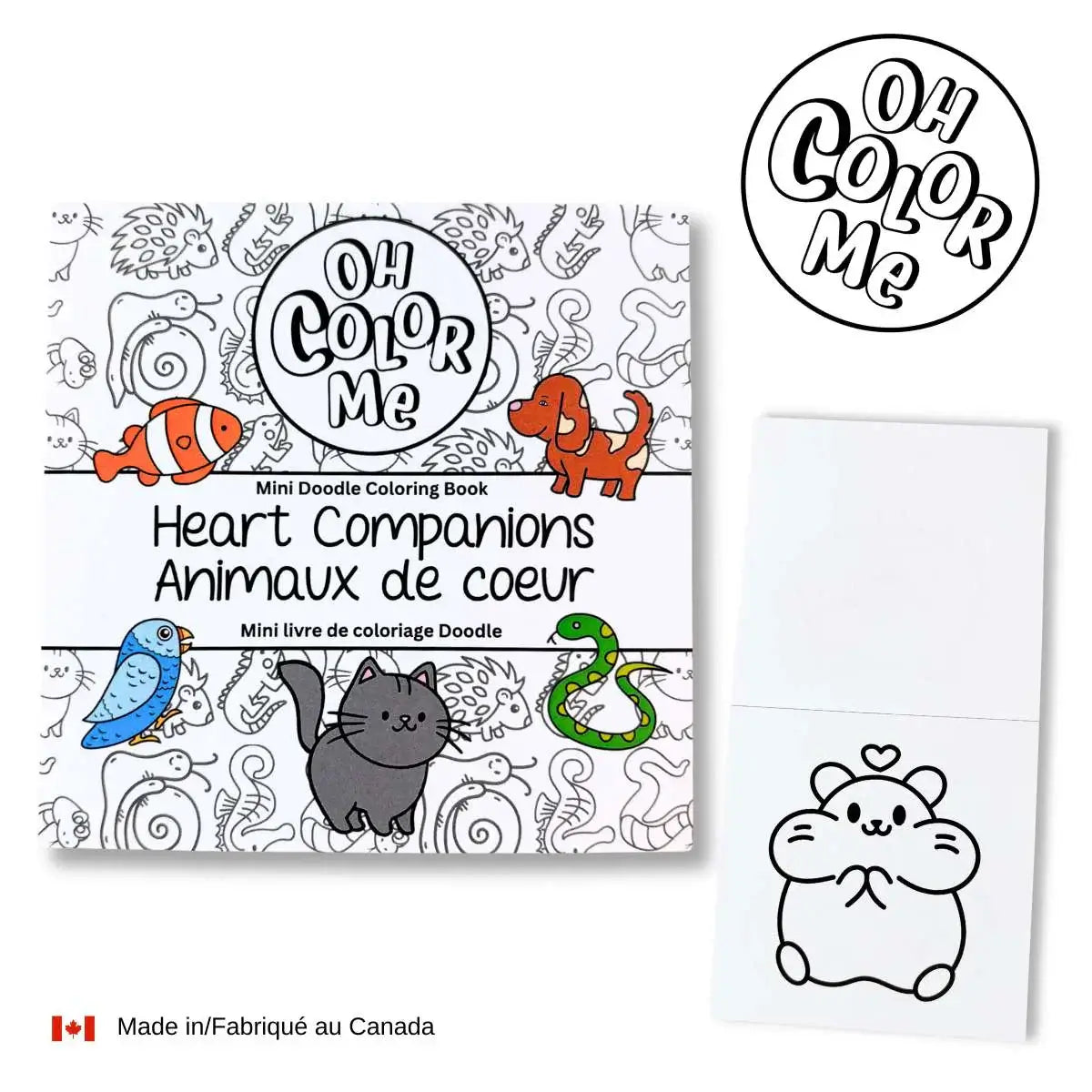 Mini livre de coloriage - oh color me  animaux de coeurs