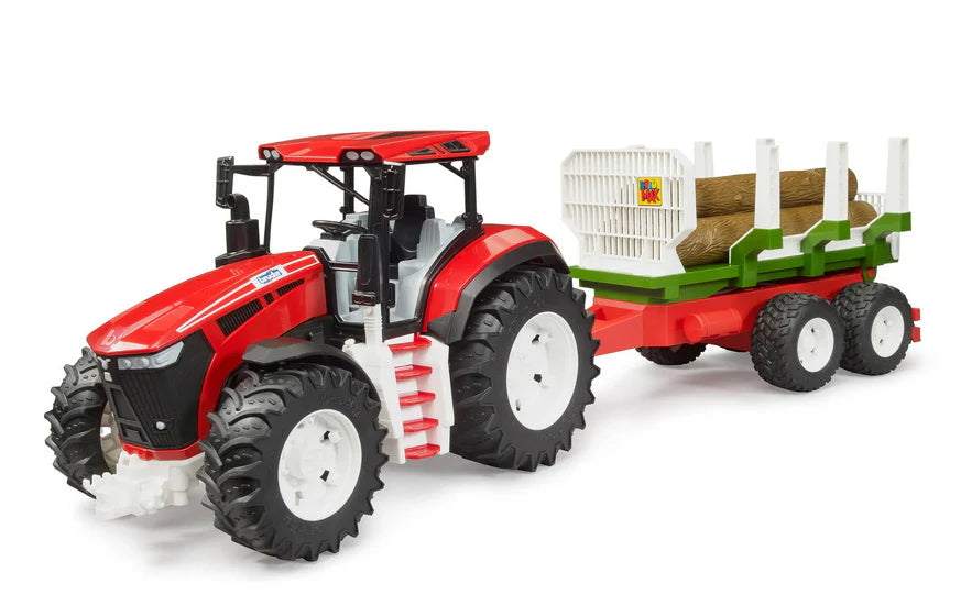 Bruder tractor with forestry trailer / tree trunks
