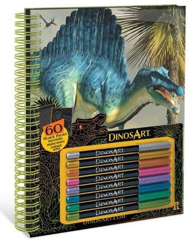 livre coloriage pages noires dinosart