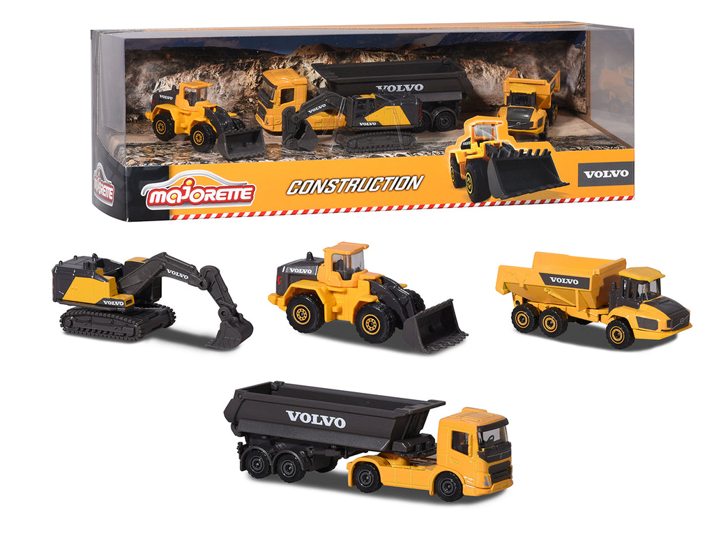 Majorette - Set of 4 Volvo construction trucks