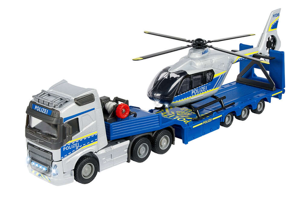 Ensemble Majorette Camion Volvo et Hélicoptère de police | Boutique de jeux Chat Perché à Saint-Lambert
