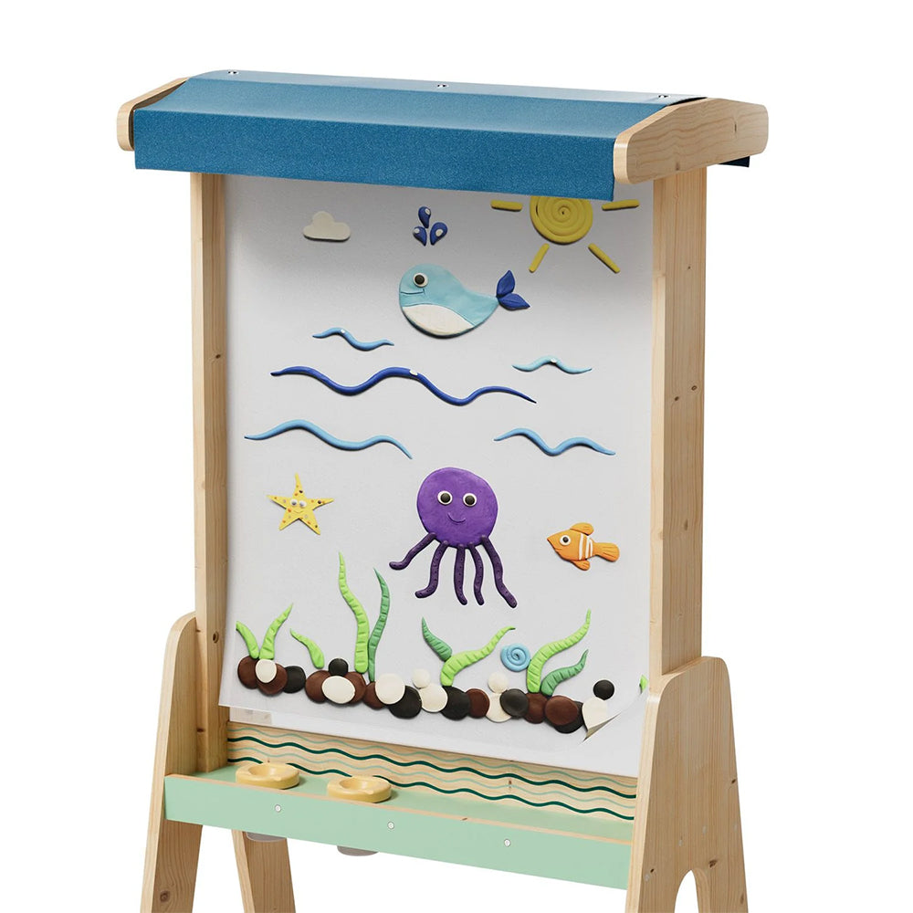 Chevalet extérieur enfant Top Bright avec décor marin et couleurs vives, idéal pour les activités artistiques en plein air.