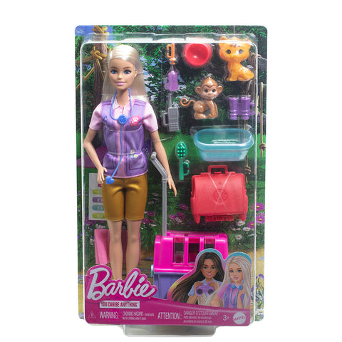 Barbie Carrière - Coffret de jeu de sauvetage d'animaux avec poupée