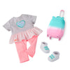Ensemble de vêtements pour poupée Linzi Our Generation avec valise, t-shirt, leggings et chaussures.
