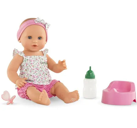 Corolle Emma fait pipi poupée 36 cm avec accessoires, bouteille et pot pour enfant.
