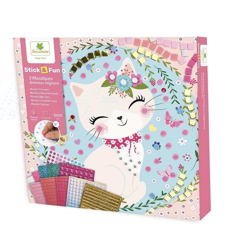 Stick'N Fun - Small model 3 Mosaics - Cute Animals – Chat Perché