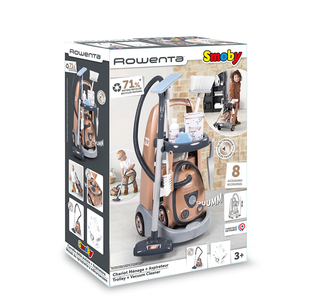 Smoby - Rowenta Chariot ménager et aspirateur 9 pièces