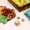 jeu d'adresse écureuils noisettes - éléments du jeu avec noisettes, feuilles, dés et accessoire inclus