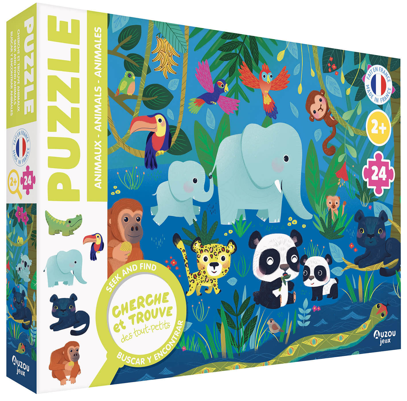 Puzzle animaux tout-petits - Cherche et trouve 24 pièces avec illustrations d'animaux colorés.