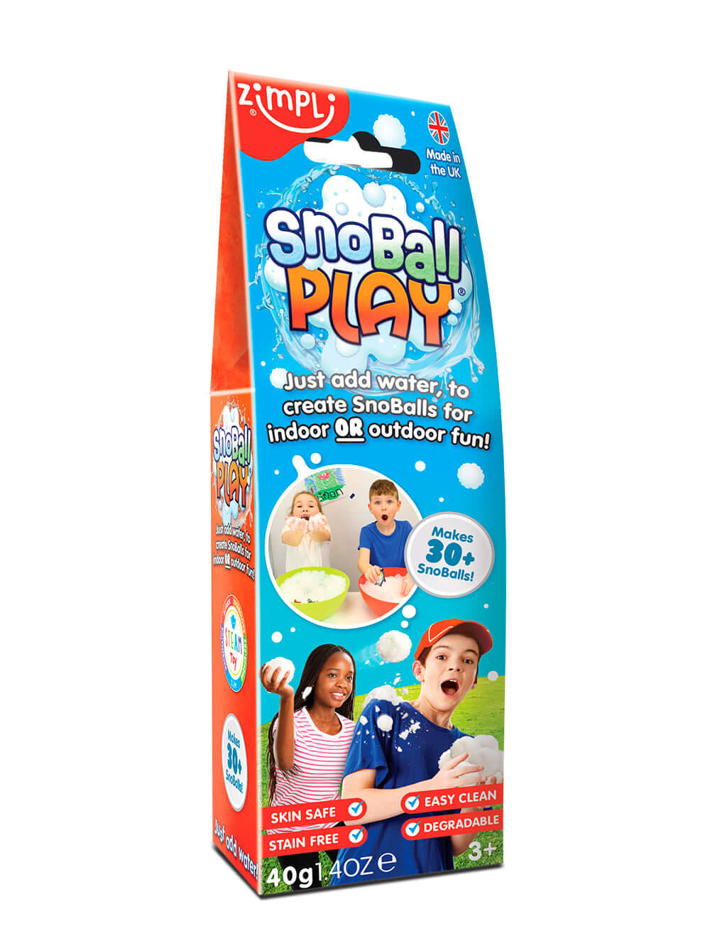 Zimpli - Snoball Play 40g, boules de neige artificielles Zimpli pour jouer à l'intérieur et à l'extérieur.