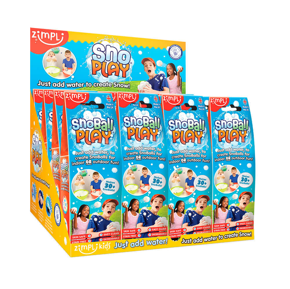 Emballage de Zimpli - Snoball Play avec boules de neige artificielles Zimpli, idéal pour des combats de neige intérieurs et extérieurs.